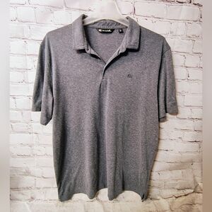 Travis Mathew Langley Textured Melange Golf Polo XXL Grey Shirt Cotton Viscose B